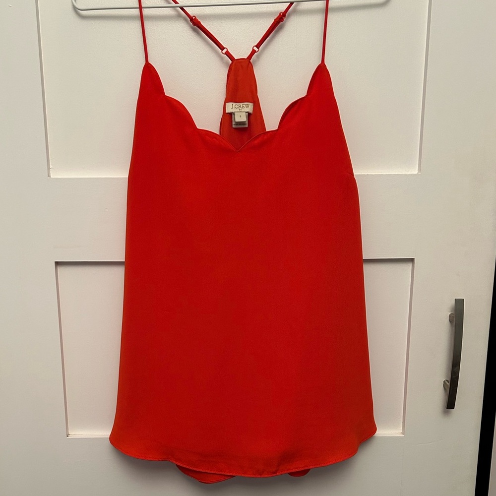 J Crew scallop edge coral tank - 6